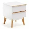 Retro Nachttisch Belice In Weiß Und Eiche Massiv 2 Retro Nachttisch Belice In Weiß Und Eiche Massiv -Clarendon shop retro nachttisch weiss und eiche massiv zwei schubladen 40cm breit 50cm hoch belice 01