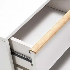 Retro Nachttisch Belice In Weiß Und Eiche Massiv -Clarendon shop retro nachttisch weiss und eiche massiv zwei schubladen 40cm breit 50cm hoch belice 03