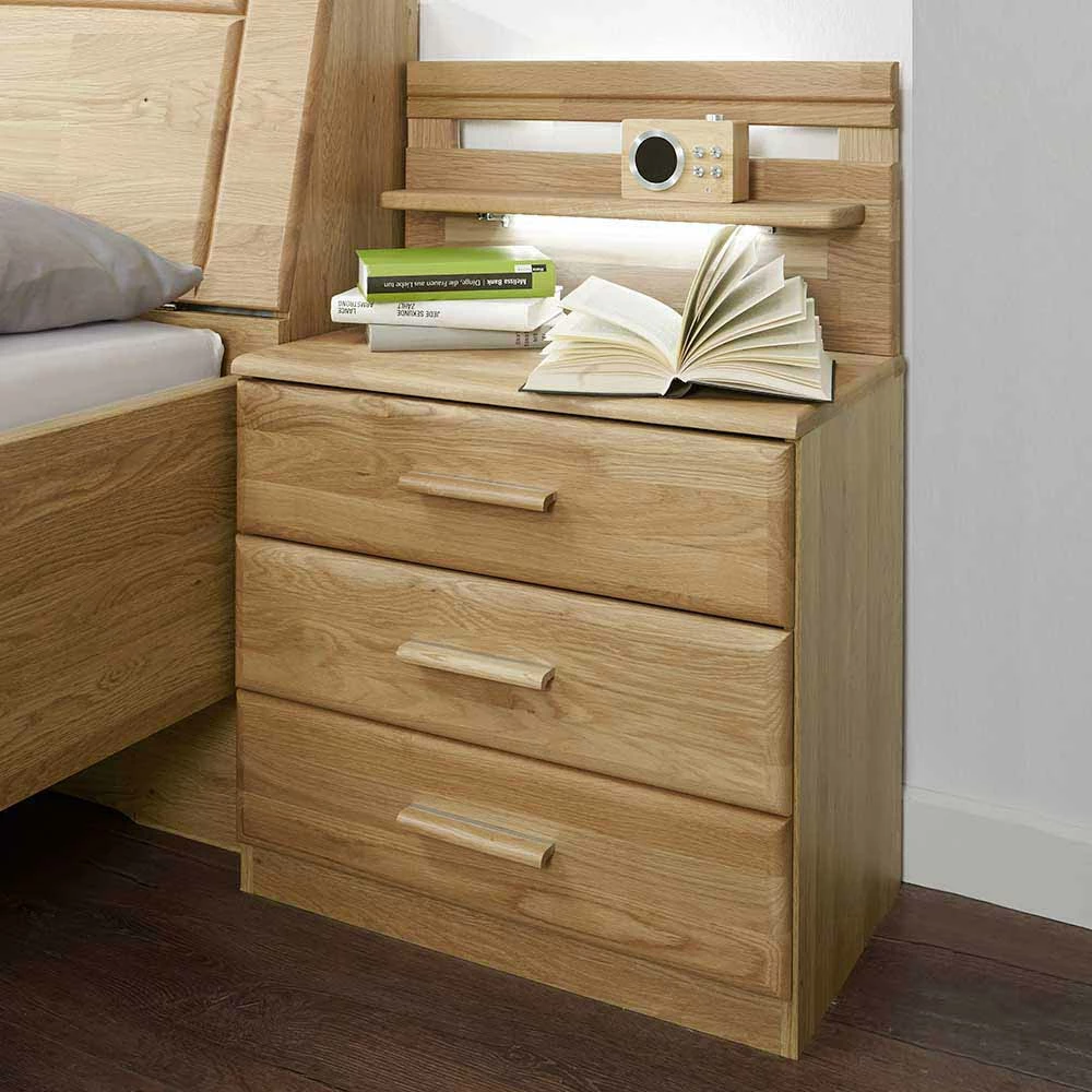 Schubladen Nachtschrank Navumel In Eiche Teilmassiv (2er Set) 4 Schubladen Nachtschrank Navumel In Eiche Teilmassiv (2er Set) – Bild 2
