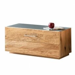 Schuhschrank Mit Balkeneiche Furnier Macusos & Glasplatte Anthrazit