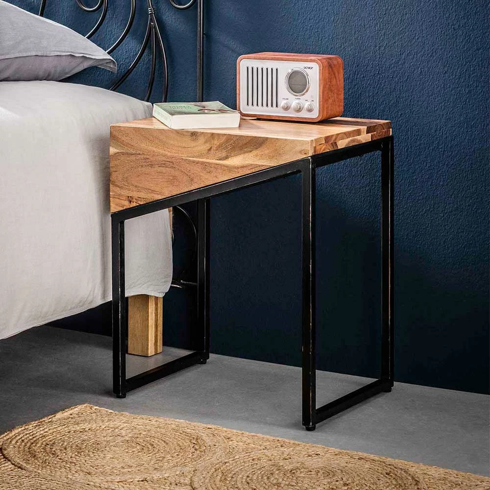 Stylischer Design Nachttisch aus Akazie - Orchid (2er Set) Stylischer Design Nachttisch Aus Akazie - Orchid (2er Set) -Clarendon shop stylischer design nachttisch aus akazie metall in schwarz orchid 01