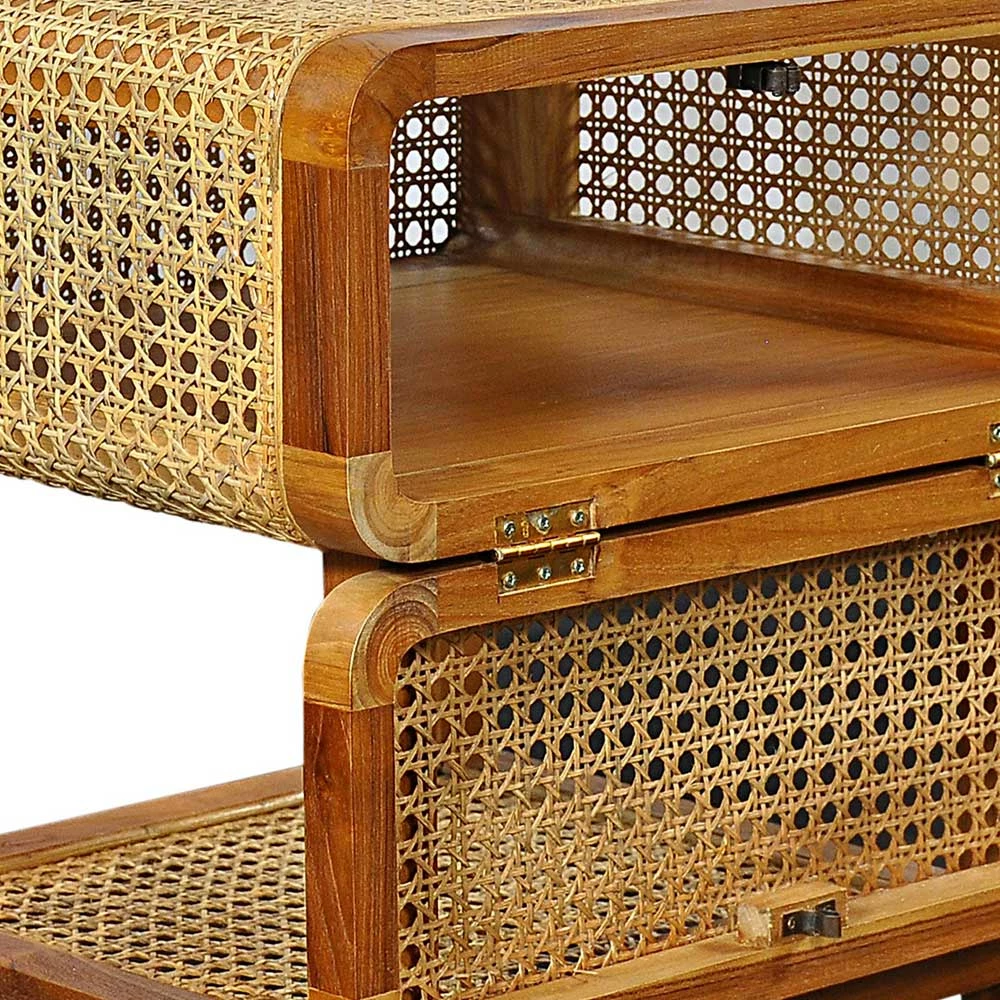 Teak Holz Nachtkommode Mit Wiener Geflecht - Teako 7 Teak Holz Nachtkommode Mit Wiener Geflecht - Teako – Bild 5