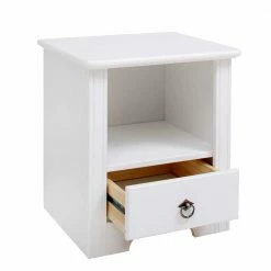 Weißer Nachttisch Mit Großem Fach - Velriva -Clarendon shop weisser nachttisch mit grossem fach schublade velriva 02