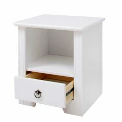 Weißer Nachttisch Mit Großem Fach - Velriva