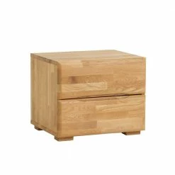 Wildeiche Nachtschrank Spika Mit Zwei Schubladen